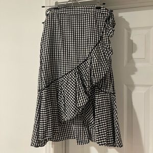 Gingham Black and White Midi Skirt